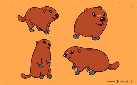 Descarga Vector De Lindo Conjunto De Ilustración De Marmota