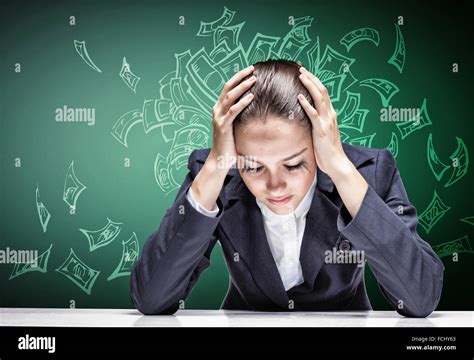 Troubled crying businesswoman with hands on head Stock Photo - Alamy