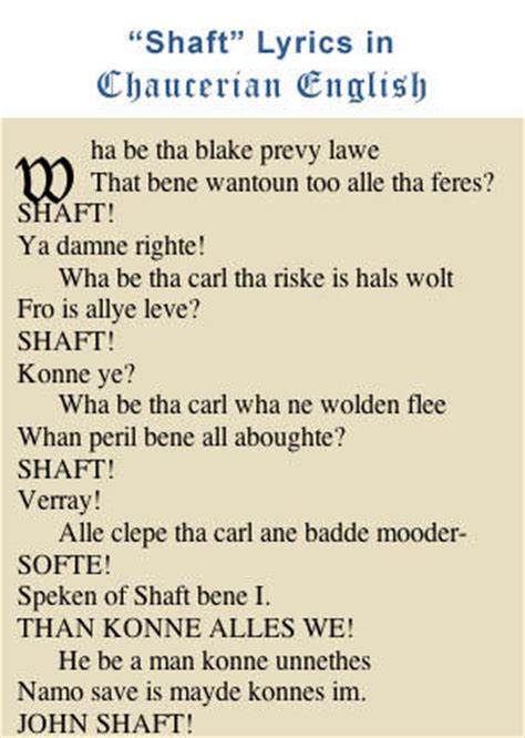 The Centered Librarian: "Shaft" lyrics in Chaucerian English