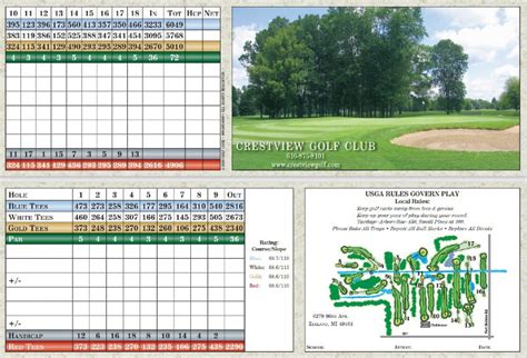 Scorecard – Crestview Golf Course Zeeland MI 49464