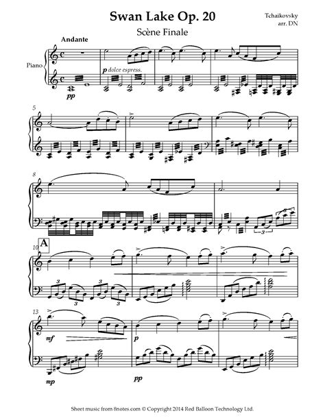 Tchaikovsky - Swan Lake Op. 20 Scene Finale Sheet music for Piano - 8notes.com