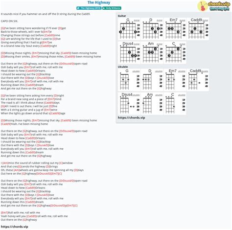 Chord: The Highway - Holly Williams - tab, song lyric, sheet, guitar ...