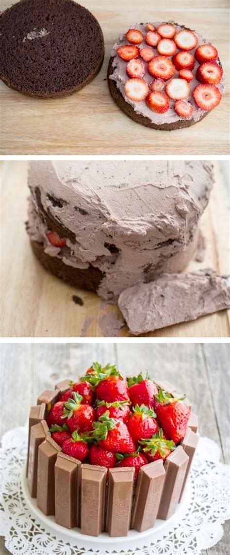 Strawberry Kit Kat Cake Food Pix / Recipe by Picture | Desserts, Dessert recipes, Homemade cakes