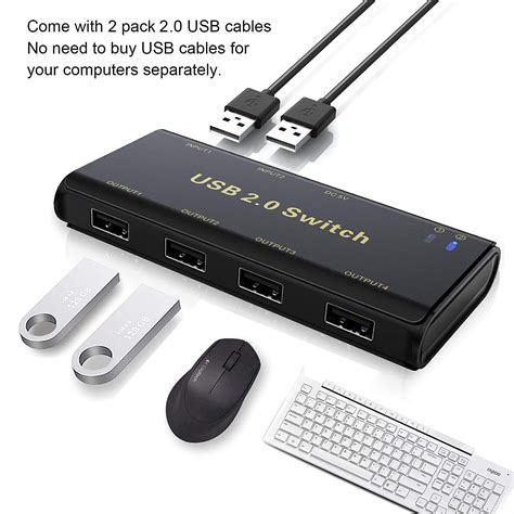 USB Switch Selector,ABLEWE KVM Switcher 4-Port USB 2.0 Peripheral Sharing Switch for Mouse ...