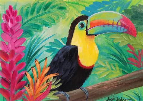 Pin on Art Tutorials Inspireert bij Angela Anderson | Painting, Toucan art, Animal paintings acrylic