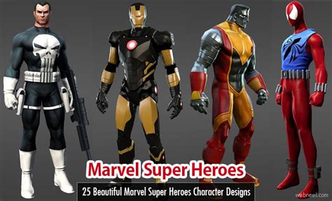 25 Beautiful Marvel Super Heroes Character Designs and 3D Models