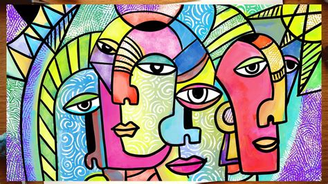 Abstract Picasso Faces / Modern Abstract Line Face Portrait Linear ...