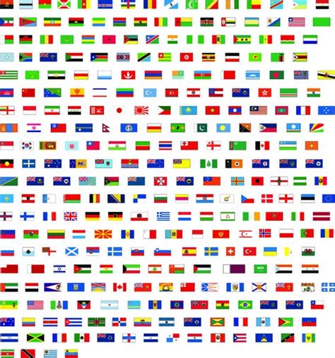 World Countries Flags Names White Background Vector Stock Vector Image ...