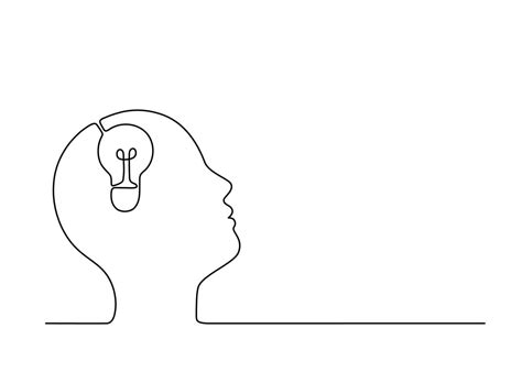 Man think brain and imagination idea with lightbulb in his head ...