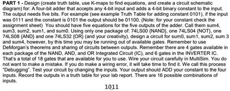 SOLVED: Can someone help me design a 4-bit adder? PART 1 Design (create ...