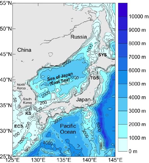 Map of the Korea Strait and its neighbouring areas. (SYS-Soya Strait ...