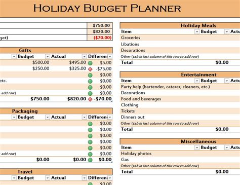 Holiday Budget Planner