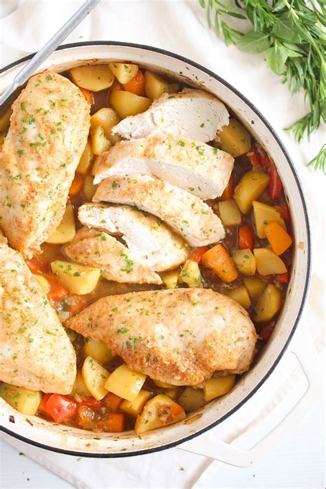 Dutch Oven Chicken Breast (with Vegetables and Potatoes)