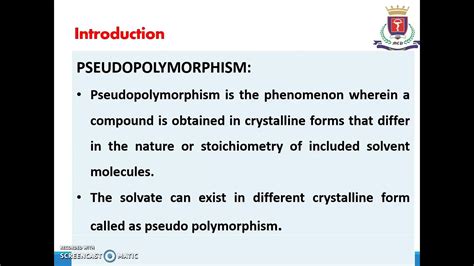 S 8 Pseudopolymorphism solvates and hydrates - YouTube