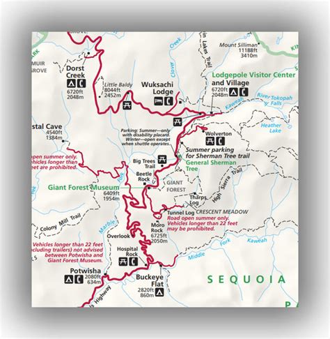 Sequoia National Park Camping Map - State Coastal Towns Map