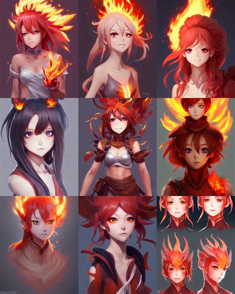 Character concept art of an anime fire elemental || | Stable Diffusion