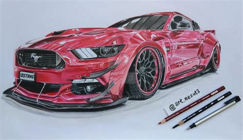 Ford Mustang GT 2015 5.0 V8 car drawing by artMesut3 on DeviantArt