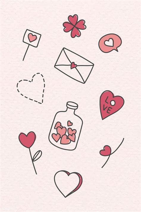 Hand drawn love and valentine's day doodle vector collection | premium image by rawpixel.com ...