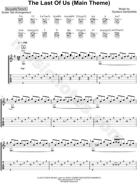 AcousticTrench "The Last of Us (Main Theme)" Guitar Tab in E Minor ...