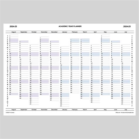 Academic Year Planner 2024-25 printable A4 or A3 – Infozio