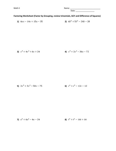 Factor By Grouping Worksheet – Imsyaf.com