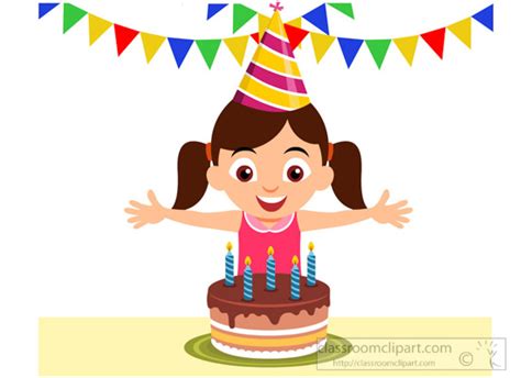 Birthday Clipart - excited-girl-celebrating-birthday-with-cake-clipart ...