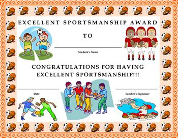 Excellent Sportsmanship Award Certificate- Kids Will Love It!! | TPT