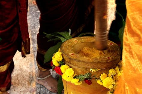 Religious Rituals Being Performed Inside A Hindu Temple Karnataka Stock ...