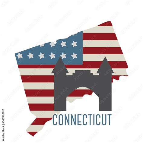 connecticut state map with chrismark castle Stock Vector | Adobe Stock