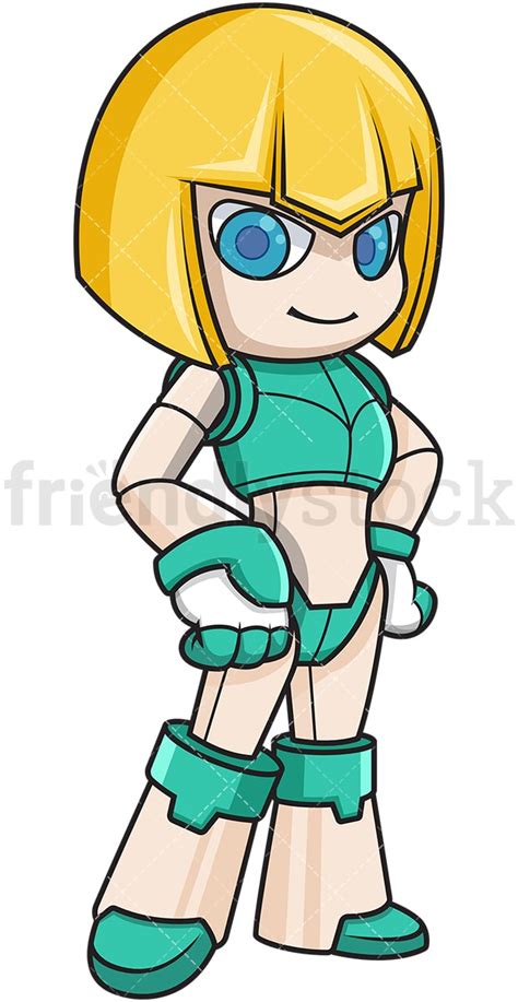 Girl Robot Cartoon Clipart Vector - FriendlyStock