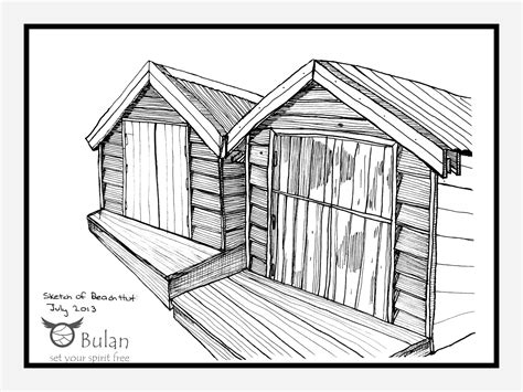 Beach Hut Sketch at PaintingValley.com | Explore collection of Beach ...