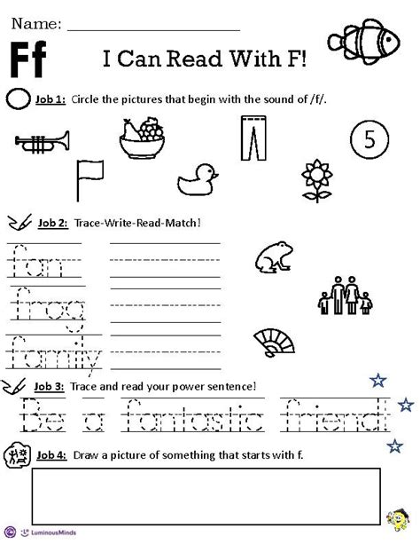 Phonics Worksheet- Letter F - Classful