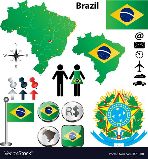 Brazil map Royalty Free Vector Image - VectorStock