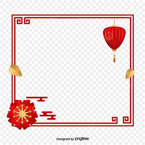 Chinese Style Traditional White Transparent, Traditional Simple Red Square Chinese Style Border ...