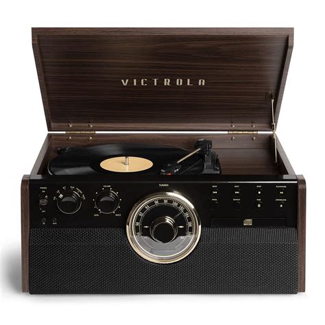 Buy Victrola Empire Signature 6-in-1 Wood Mid Century Modern Bluetooth Record Player with 3 ...