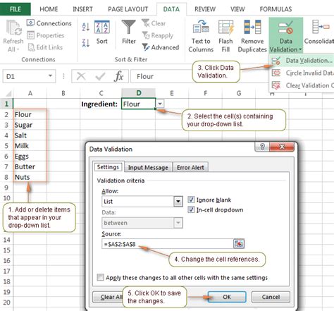 Excel drop-down list – how to create, edit and remove a drop down box