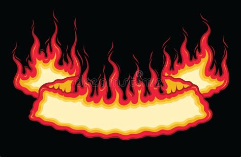 Fire Flame Banner Bottom Arch Scroll Stock Vector - Illustration of ...