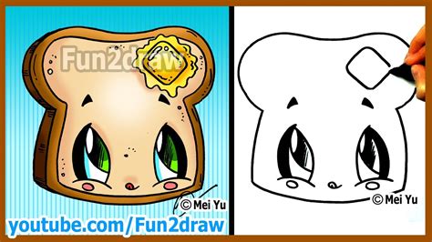 How to Draw Cartoons - Kawaii Toast + Butter - Fun2draw drawing ...