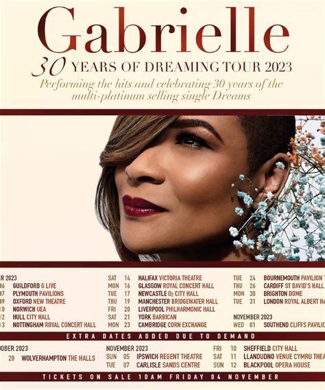 Gabrielle - 30 Years Of Dreaming Tour 2023 - 30 October 2023 - Brighton Dome - Event/Gig details ...