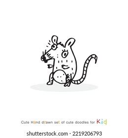 Cute Doodle Cartoon Hand Drawn Rat Stock Vector (Royalty Free) 2219206793 | Shutterstock