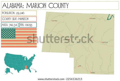 Large Detailed Map Marion County Alabama Stock Vector (Royalty Free ...