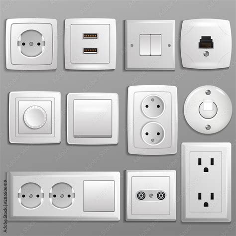 Vecteur Stock Socket and switch vector electrical outlet for electric plugs and electricity ...