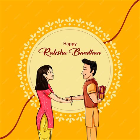 Premium Vector | Vector brother and sister of Raksha Bandhan Rakhi festival card celebration ...