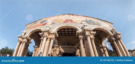 Panoramic View of the Church of All Nations in the Garden of Gethsemane ...