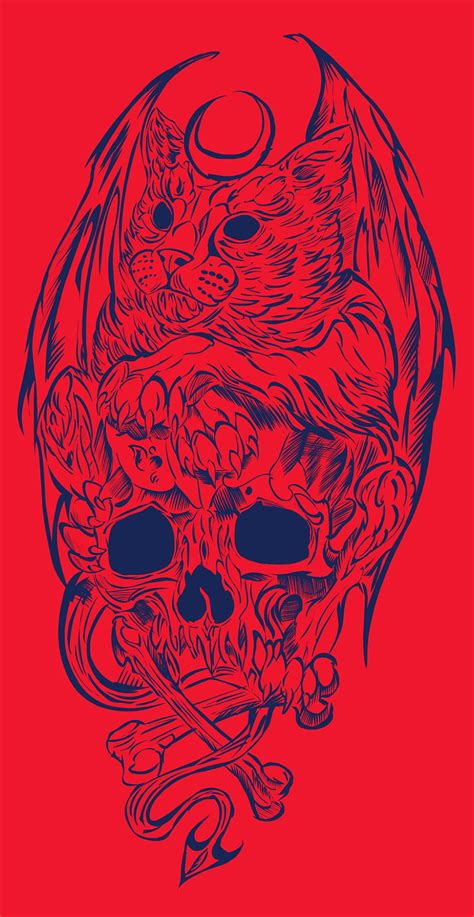 Skull, aesthetic, blood, cat, evil, red, HD phone wallpaper | Peakpx