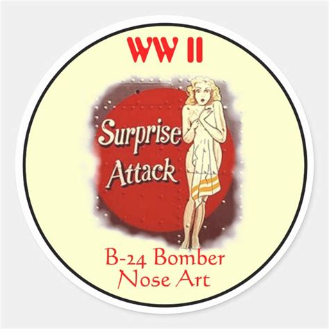 B-24 Nose Art-WW II Classic Round Sticker | Zazzle