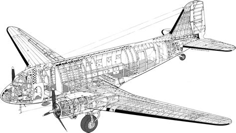 Douglas DC-3 Cutaway Drawing in High quality