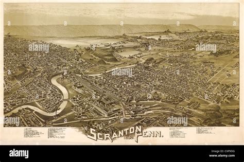 Birds eye view of Scranton, Pennsylvania, circa 1890 Stock Photo - Alamy