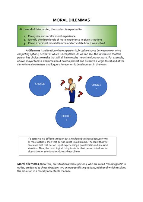 3 Moral Dilemmas - MORAL DILEMMAS A dilemma is a situation where a ...