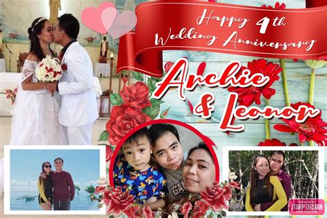 2x3 Happy 4th Wedding Anniversary Tarpaulin Design